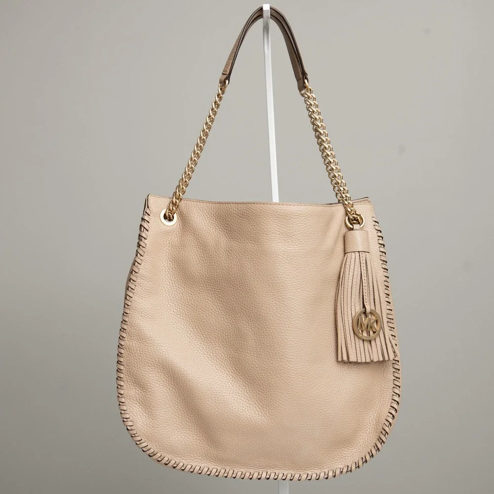 Michael Kors Whipped Chelsea Large Shoulder Bag Boho Chic Purse Whipstitch Chain